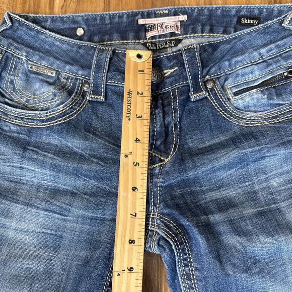 Be Rocks For Express Women's Blue Jeans Skinny Double Stitched Sz 2R - Picture 7 of 9